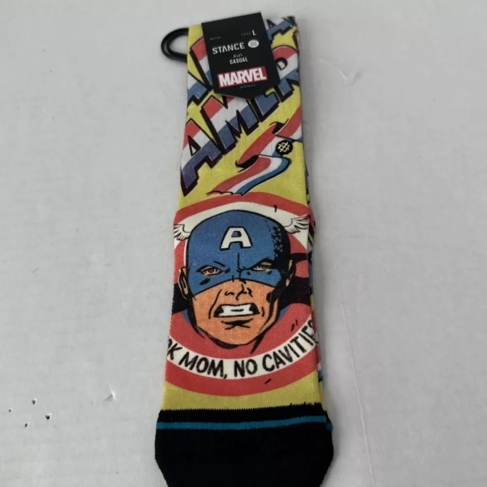 NWT Boy's Captain America No Cavities Stance Graphic Socks